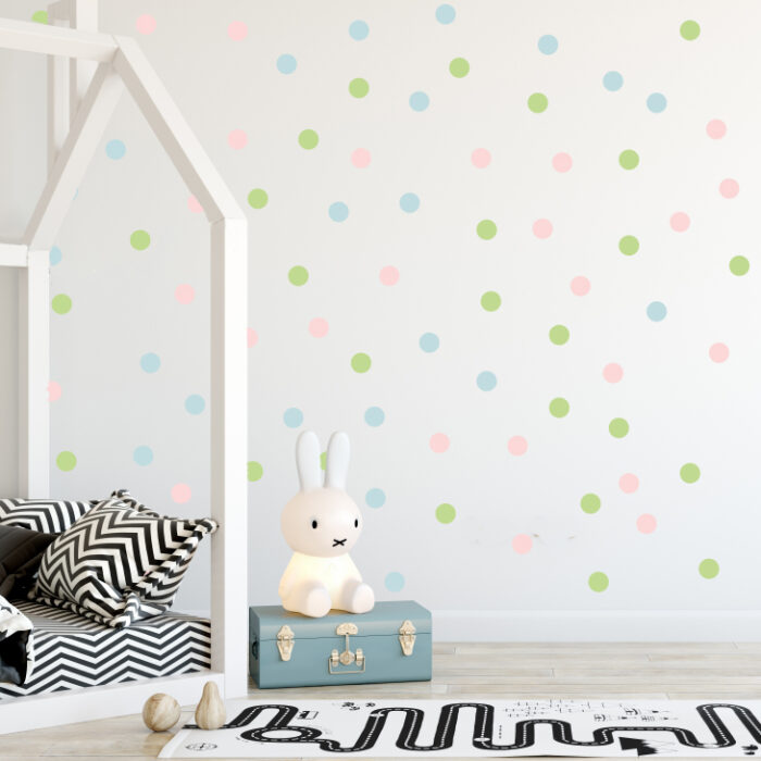 muurstickers-stippen-3kleuren Muurstickers Stippen - Afbeelding 6