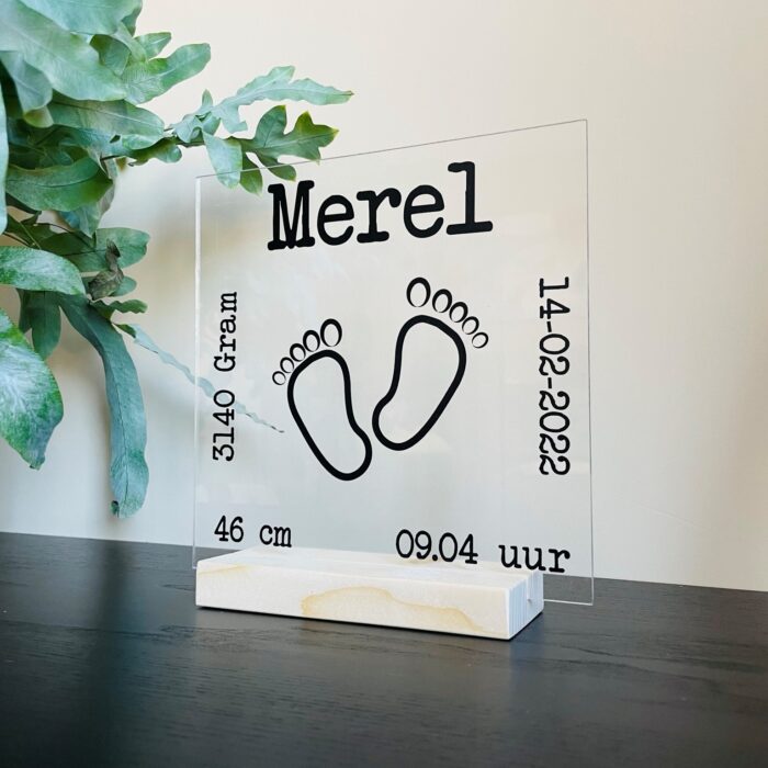 geboortebordje-kraamcadeau Geboortebordje | Merel - Afbeelding 1