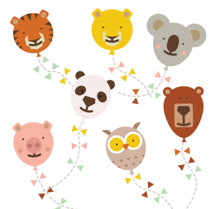 Muurstickers Dieren Ballonnen - Afbeelding 1