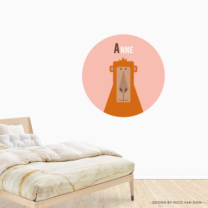 Behangcirkel Aap | eigen naam | Ø 40 tot 140 cm - Afbeelding 2