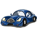 Muursticker Snelle Blauwe Auto