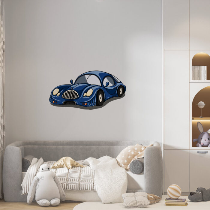 Muursticker Snelle Blauwe Auto - Afbeelding 2