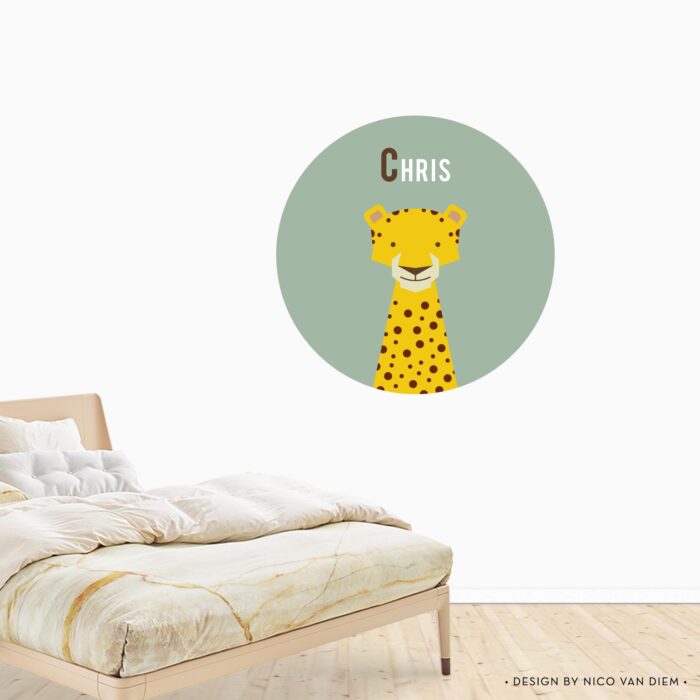 muursticker-cheetah Behangcirkel Cheetah | eigen naam | Ø 40 tot 140 cm - Afbeelding 2