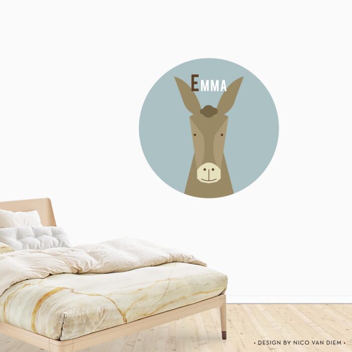 muursticker-ezel Behangcirkel Ezel | eigen naam | Ø 40 tot 140 cm - Afbeelding 2