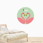 Behangcirkel Flamingo's | eigen naam | Ø 40 tot 140 cm - Afbeelding 2