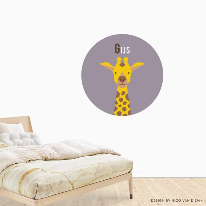 Behangcirkel Giraffe | eigen naam | Ø 40 tot 140 cm - Afbeelding 2