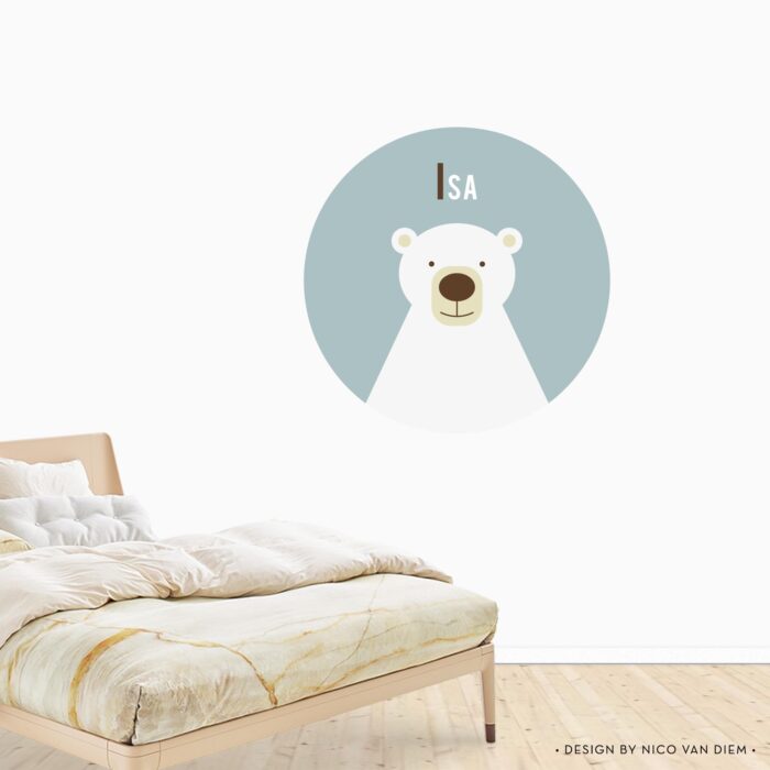 Behangcirkel IJsbeer | eigen naam | Ø 40 tot 140 cm - Afbeelding 2