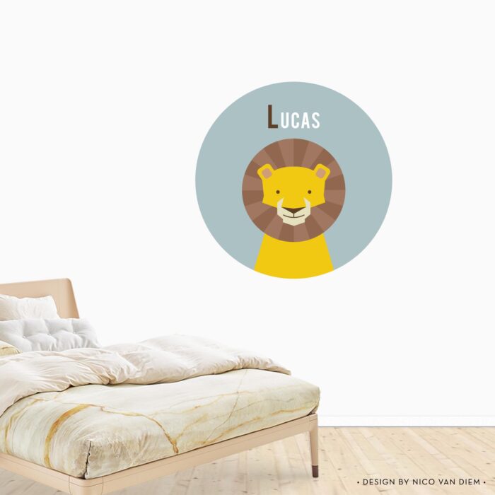 Behangcirkel Leeuw | eigen naam | Ø 40 tot 140 cm - Afbeelding 2