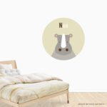 Behangcirkel Neushoorn | eigen naam | Ø 40 tot 140 cm - Afbeelding 2