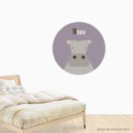 Behangcirkel Nijlpaard | eigen naam | Ø 40 tot 140 cm - Afbeelding 2