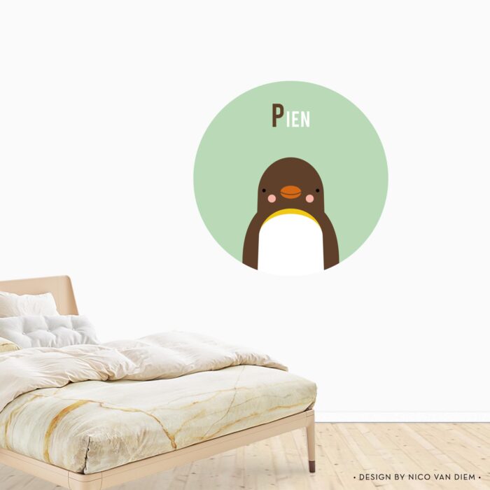 muursticker-pinguin Behangcirkel Pinguin | eigen naam | Ø 40 tot 140 cm - Afbeelding 2