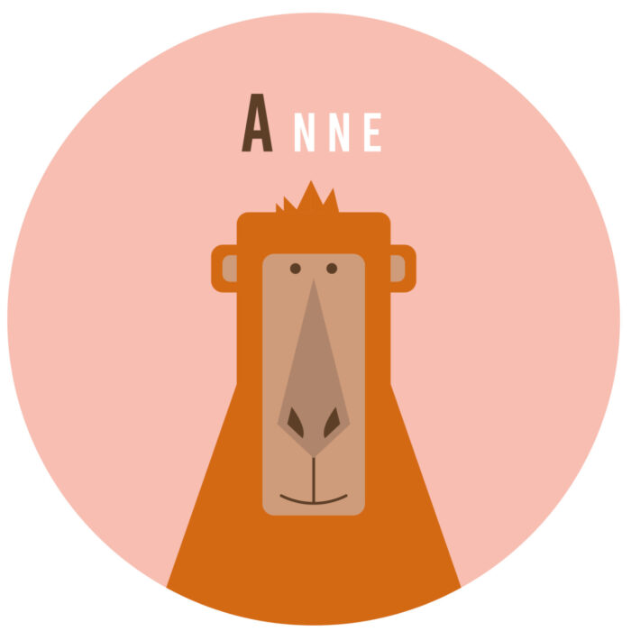 muursticker-aap Behangcirkel Aap | eigen naam | Ø 40 tot 140 cm - Afbeelding 1