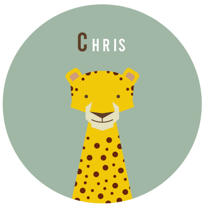 muursticker-cheetah Behangcirkel Cheetah | eigen naam | Ø 40 tot 140 cm - Afbeelding 1