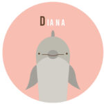 Behangcirkel Dolfijn | eigen naam | Ø 40 tot 140 cm