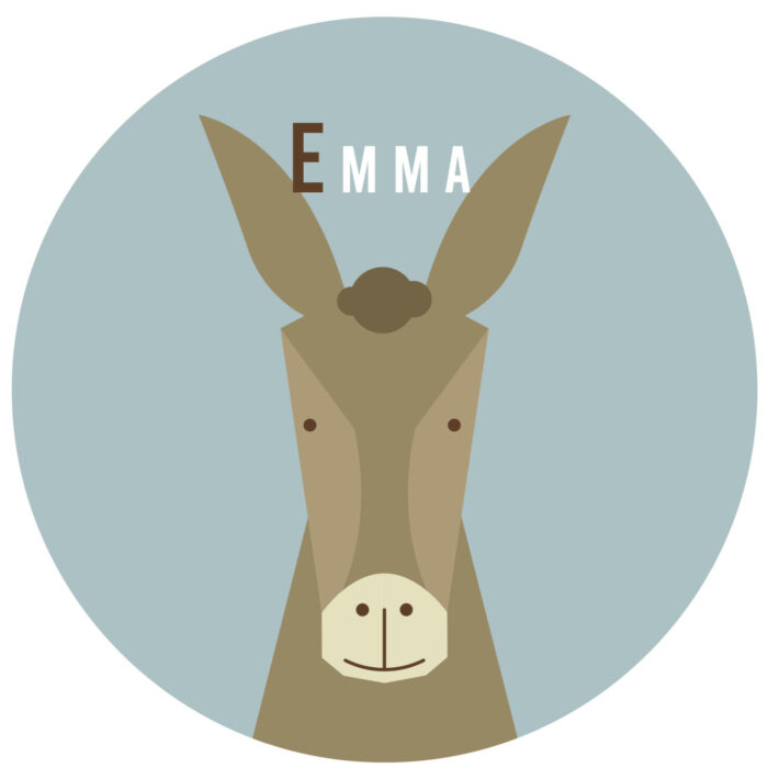 muursticker-ezel Behangcirkel Ezel | eigen naam | Ø 40 tot 140 cm - Afbeelding 1