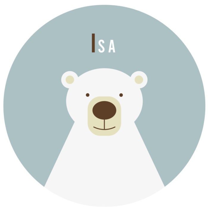 muursticker-ijsbeer Behangcirkel IJsbeer | eigen naam | Ø 40 tot 140 cm - Afbeelding 1