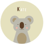 Behangcirkel Koala | eigen naam | Ø 40 tot 140 cm