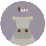 Behangcirkel Nijlpaard | eigen naam | Ø 40 tot 140 cm