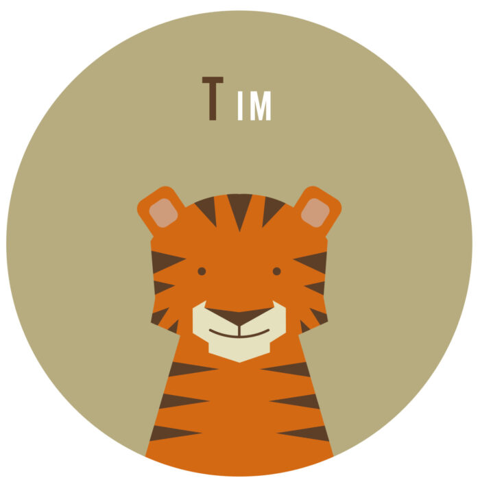 muursticker-tijger Behangcirkel Tijger | eigen naam | Ø 40 tot 140 cm - Afbeelding 1
