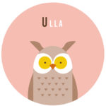 Behangcirkel Uil | eigen naam | Ø 40 tot 140 cm