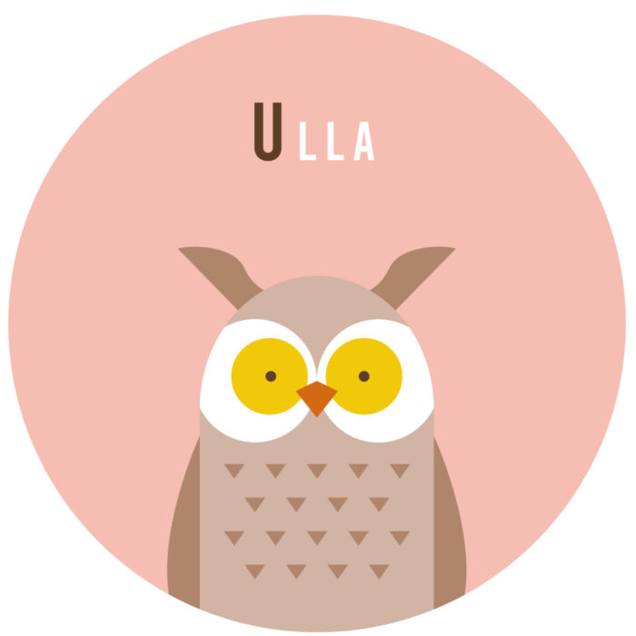 muursticker-uil Behangcirkel Uil | eigen naam | Ø 40 tot 140 cm - Afbeelding 1