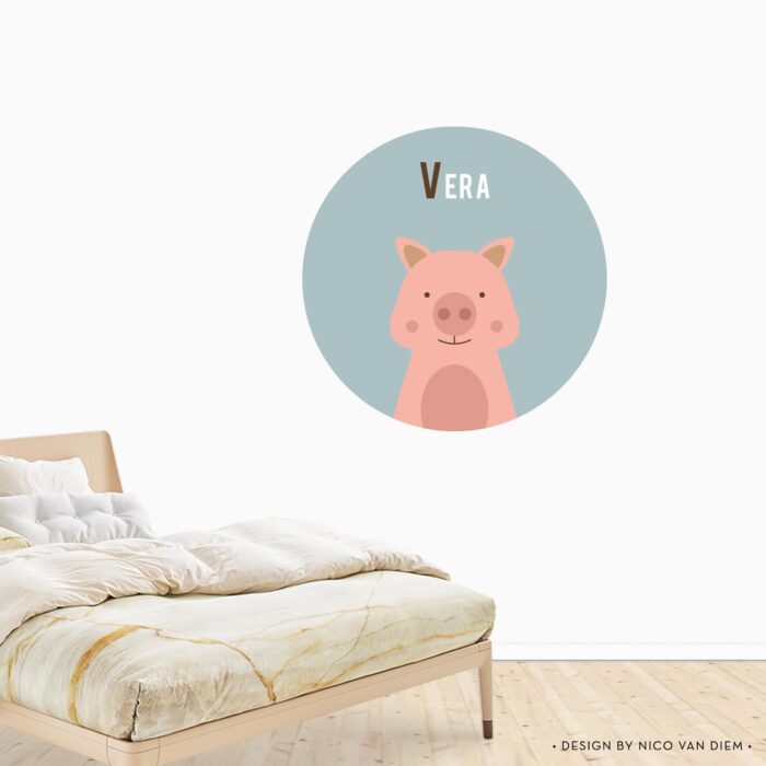 Behangcirkel Varken | eigen naam | Ø 40 tot 140 cm - Afbeelding 2