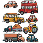 Muurstickerset Funny Vehicles