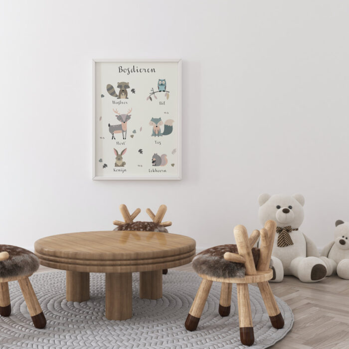 poster-bosdieren-kidzstijl Poster Bosdieren - Afbeelding 2