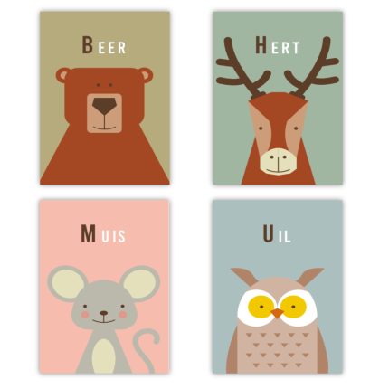 Posterset Bosdieren