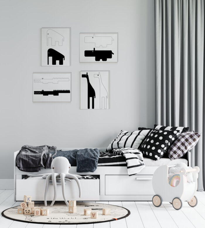 posterset-zwart-wit-dieren-kidzstijl