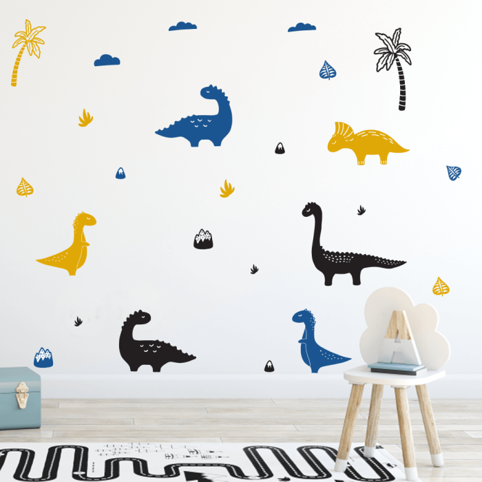 Muurstickers Dino 3 kleuren - Afbeelding 2