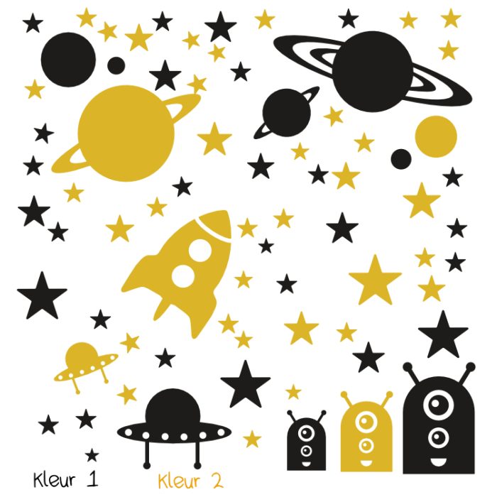 Muurstickers Ruimteset Groot | twee kleuren - Afbeelding 2