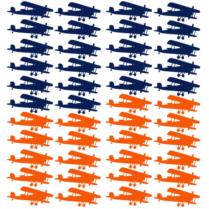 Vliegtuigjes-vintage-set48 Muursticker vintage vliegtuig set | kleur naar keuze - Afbeelding 1