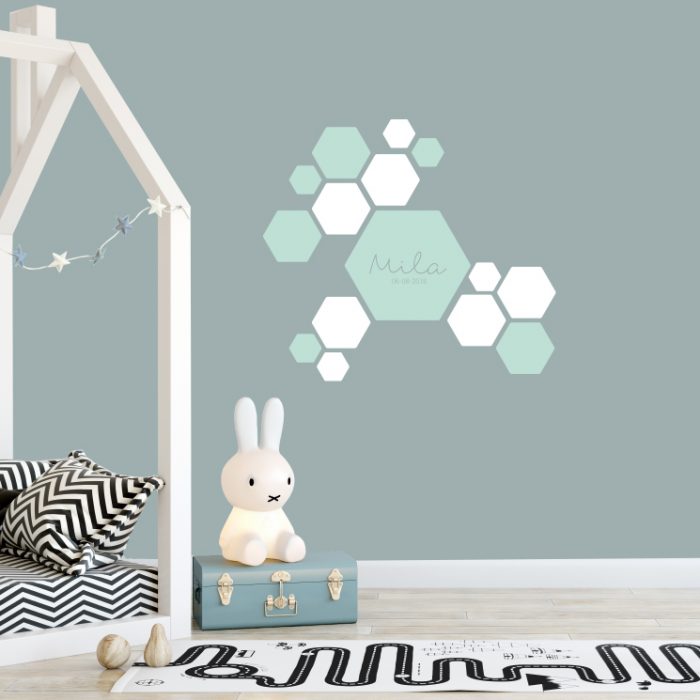 hexagon-naam-muursticker-kidzstijl hexagon-naam-muursticker-kidzstijl