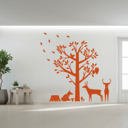 muurstickerset-boom-met-bosdieren