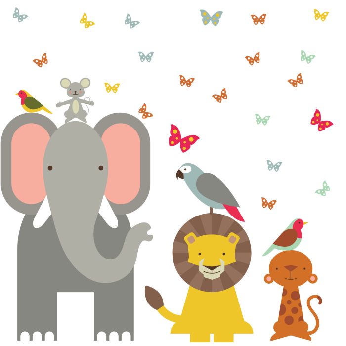 muurstickerset-dierentoren-olilfant Muurstickers Dieren Olifant - Afbeelding 1