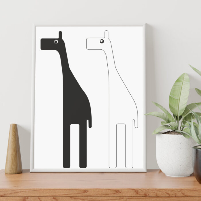 poster-giraffe-zwart-wit-kidzstijl