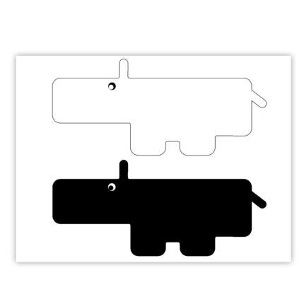 poster-nijlpaard-zwart-wit