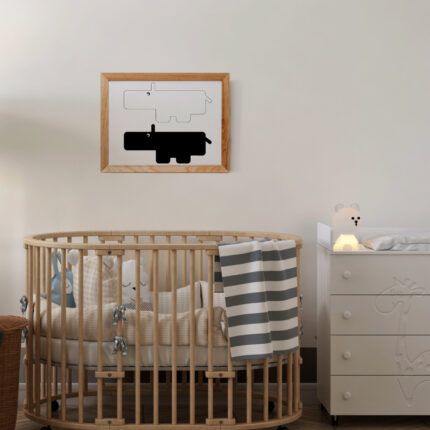 poster-nijlpaard-zwart-wit-kidzstijl