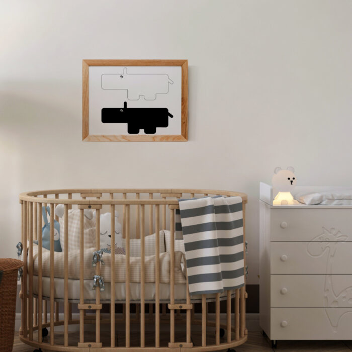 poster-nijlpaard-zwart-wit-kidzstijl