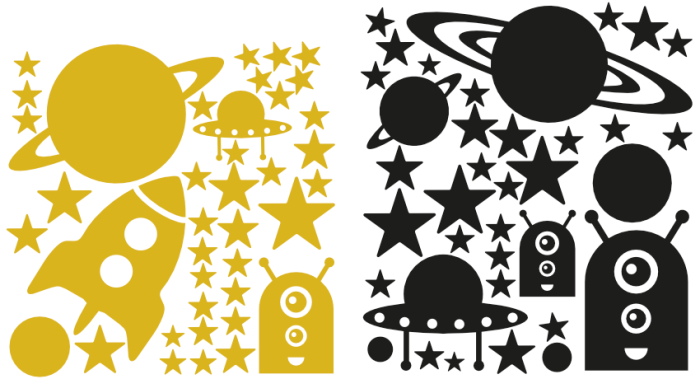 Muurstickers Ruimteset Groot | twee kleuren - Afbeelding 4