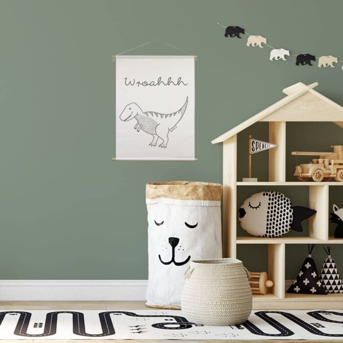 Textielposter Dino zwart wit - Afbeelding 2