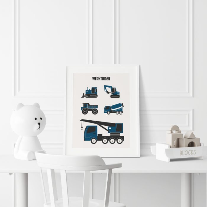 poster-werktuigen-blauw-kidzstijl