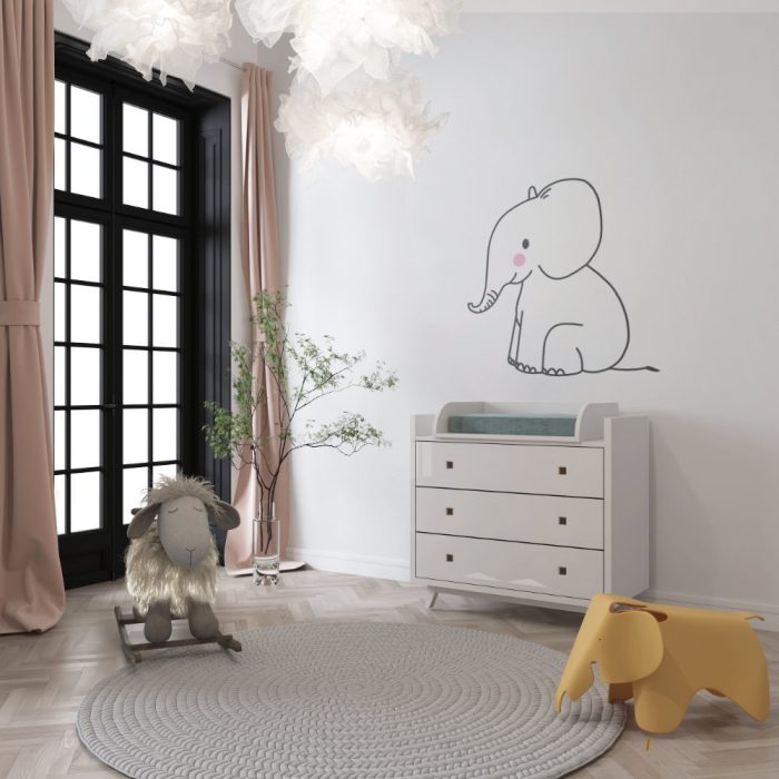 Muursticker Olifant roze wangen - Afbeelding 2