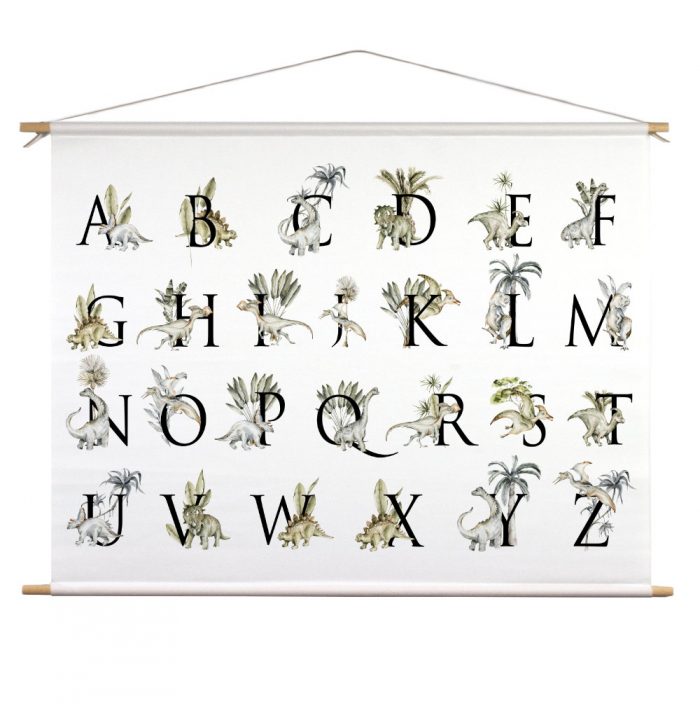 textielposter-dino-world-alfabet textielposter-dino-world-alfabet
