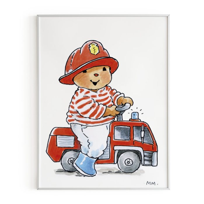 poster-bobbi-beer-brandweerauto Poster Bobbi Beer Brandweerauto - Afbeelding 1