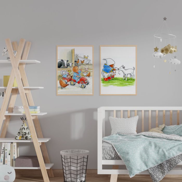 posters-bobbie-boerderij-kidzstijl Poster Bobbi Beer met lammetje - Afbeelding 2