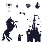 muurstickerset-eenhoorn-kasteel