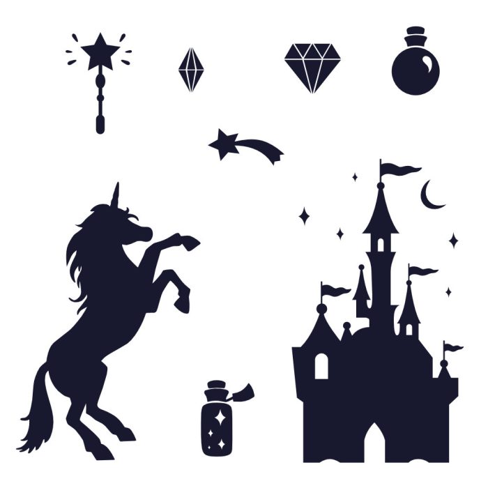 muurstickerset-eenhoorn-kasteel muurstickerset-eenhoorn-kasteel