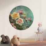 Muurcirkel Bloemen | Ø 40 tot 140 cm - Afbeelding 2